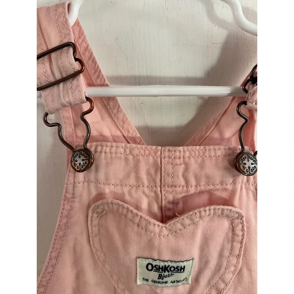 OshKosh B'gosh Overalls 12M Pink Heart Pocket Cotton Bib Kids